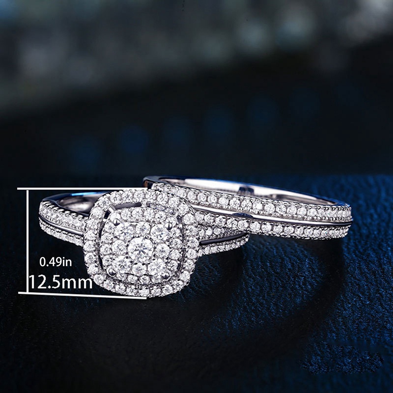 Ygt Bộ 2 Nhẫn Cưới Đính Đá Zircon Sang Trọng Cho Nữ