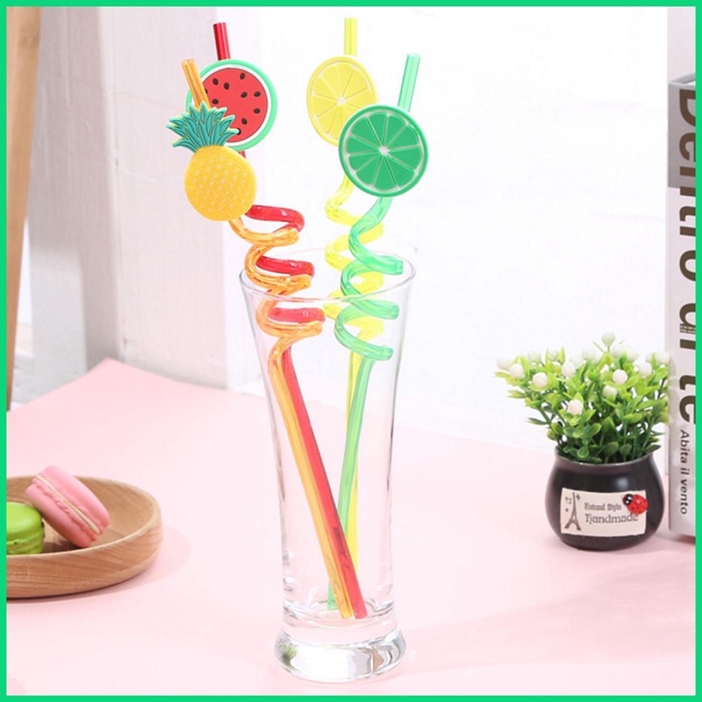 Bộ 4 Ống Hút Cong Bằng PVC Họa Tiết Hoạt Hình Dễ Thương Trang Trí Tiệc Sinh Nhật Cho Bé
