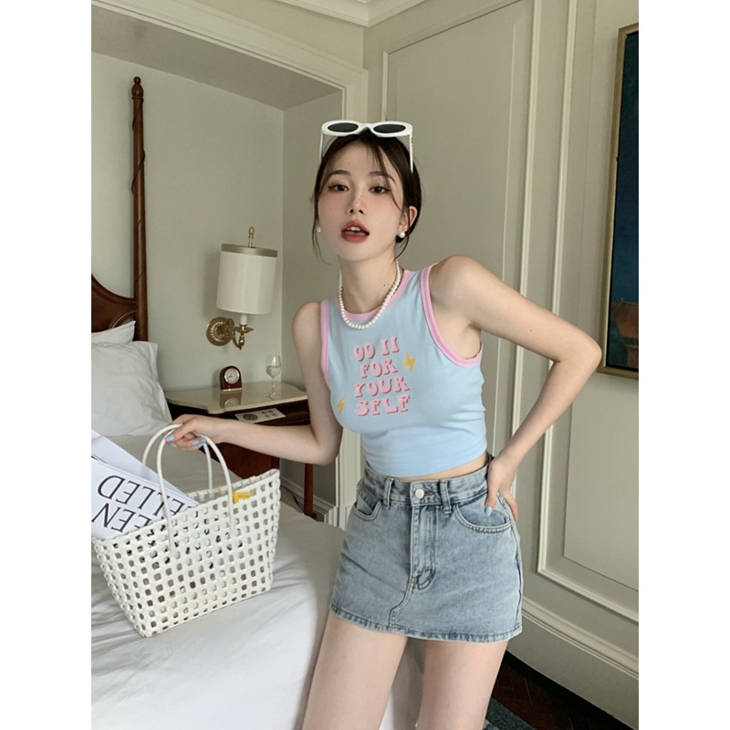 Áo Hai Dây Ngắn Ôm Dáng Phong Cách Retro Quyến Rũ Dành Cho Nữ