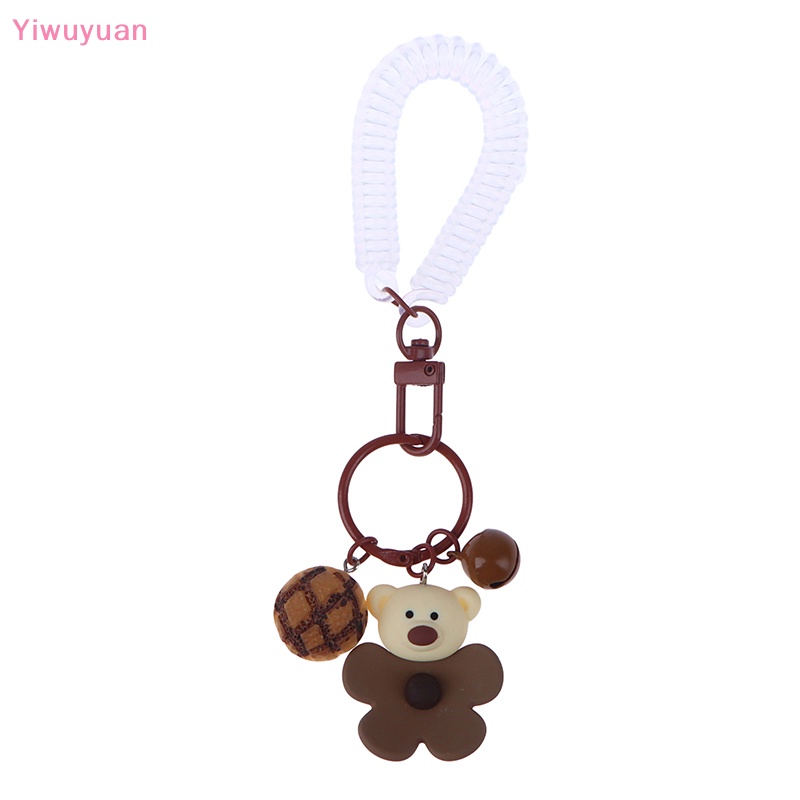 < Yiwuyuan > Móc Chìa Khóa Hình Gấu Bông Hoạt Hình Có Chuông Và Dây Lò Xo Chống Thất Lạc Phụ Kiện Túi Xách Mới