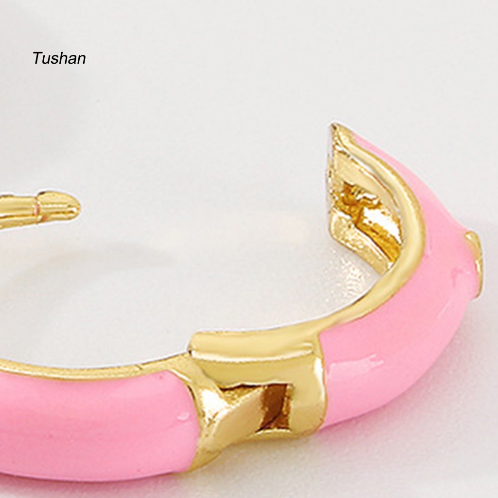 1 Đôi Bông Tai Tròn Bằng Epoxy Màu Sắc Ngọt Ngào Chống Biến Dạng Dành Cho Nữ