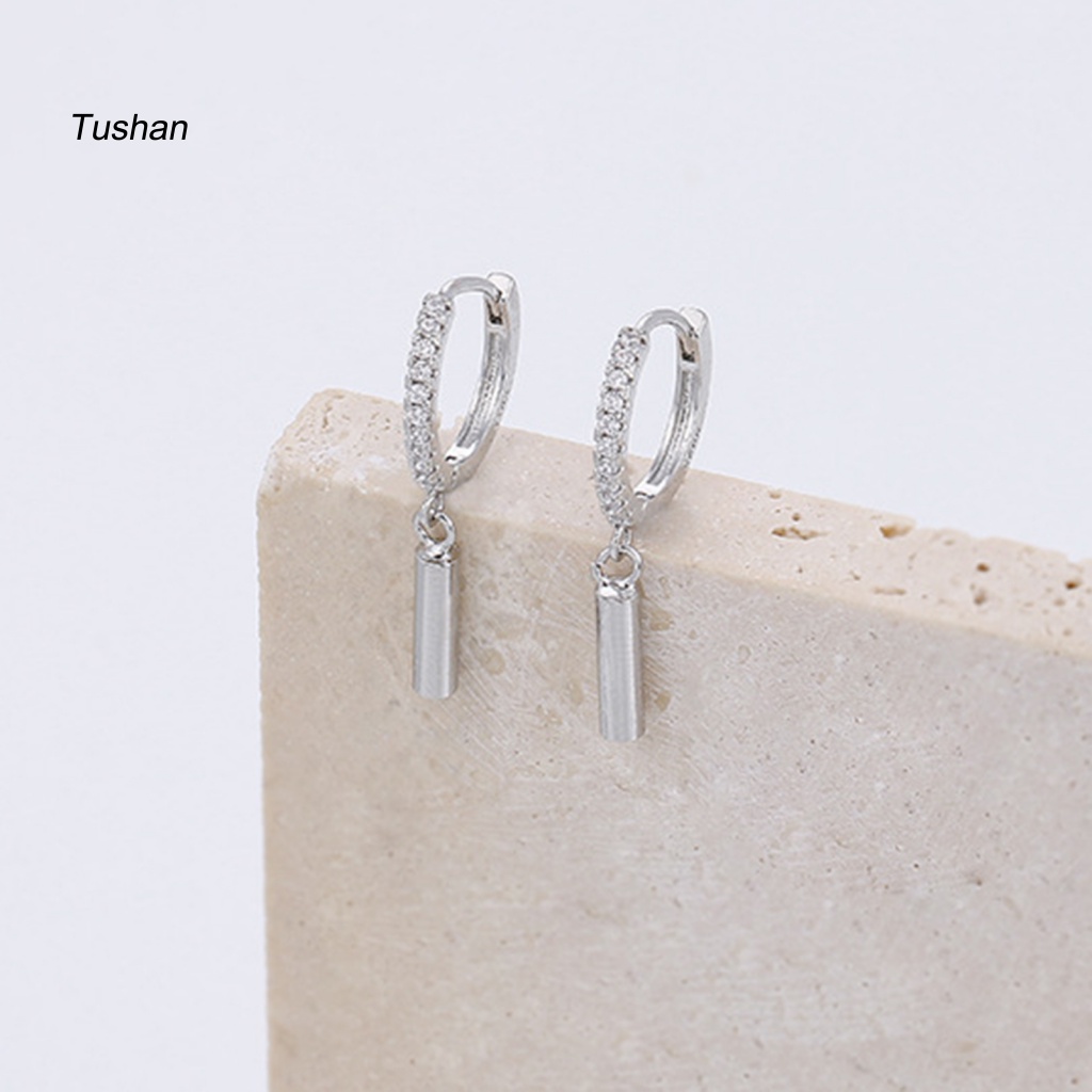 [Ts] 1 Khuyên Tai Lủng Lẳng Hình Dải Đá Zirconia Phong Cách Hàn Quốc Cho Tiệc Cưới