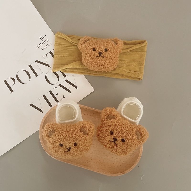 Set 2 Đôi Tất Cotton Mềm Mại Hình Gấu Đáng Yêu Cho Bé