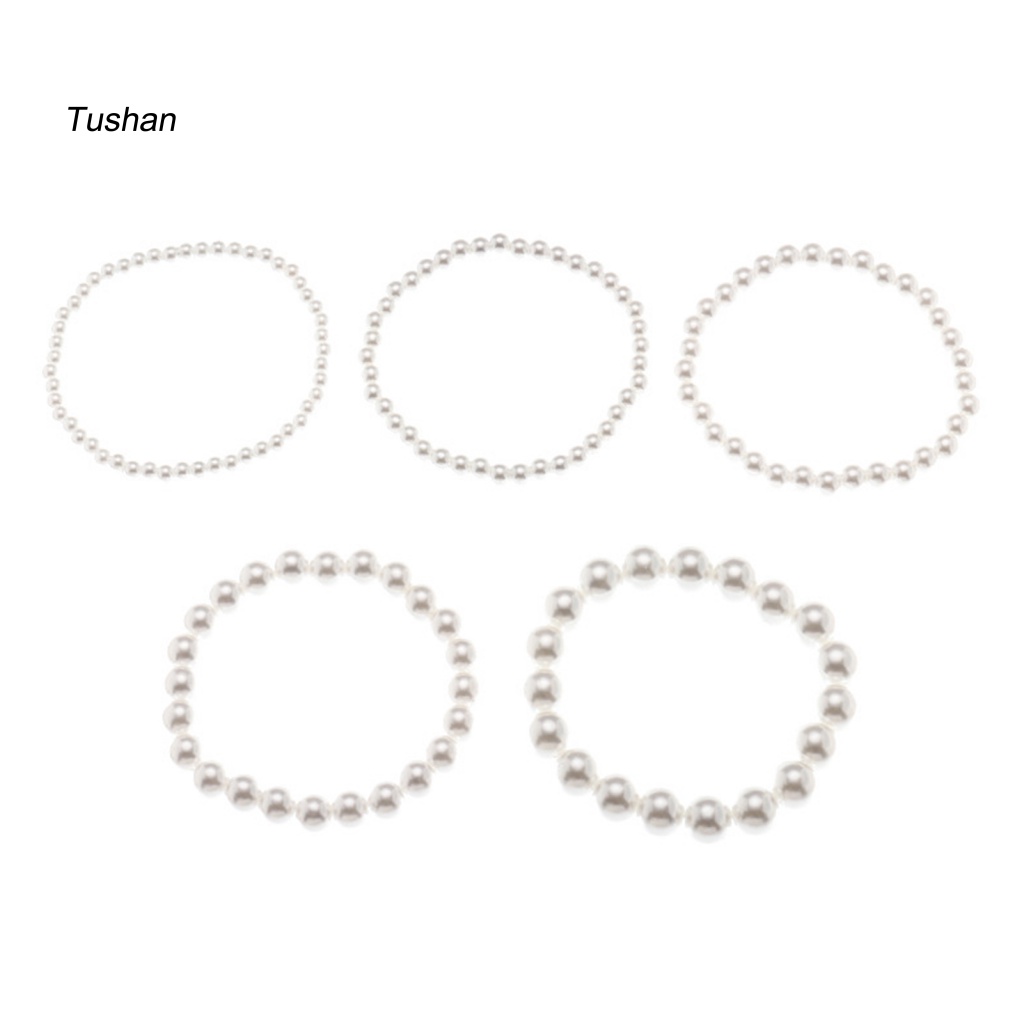 Set 5 Vòng Tay Chuỗi Hạt Ngọc Trai Giả Thời Trang Cho Nữ