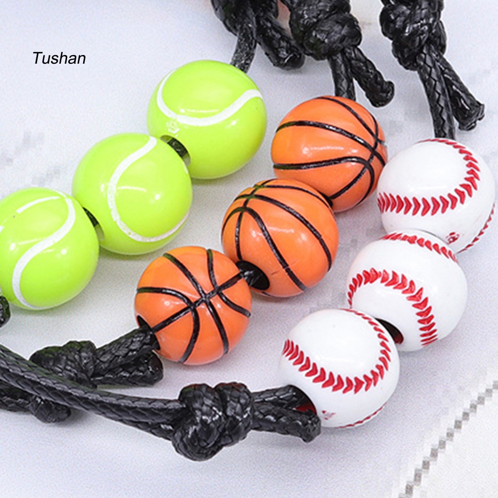 [Ts] Vòng Đeo Tay Thể Thao Dây Bện Gắn Bóng Bầu Dục Có Thể Điều Chỉnh Thời Trang Unisex