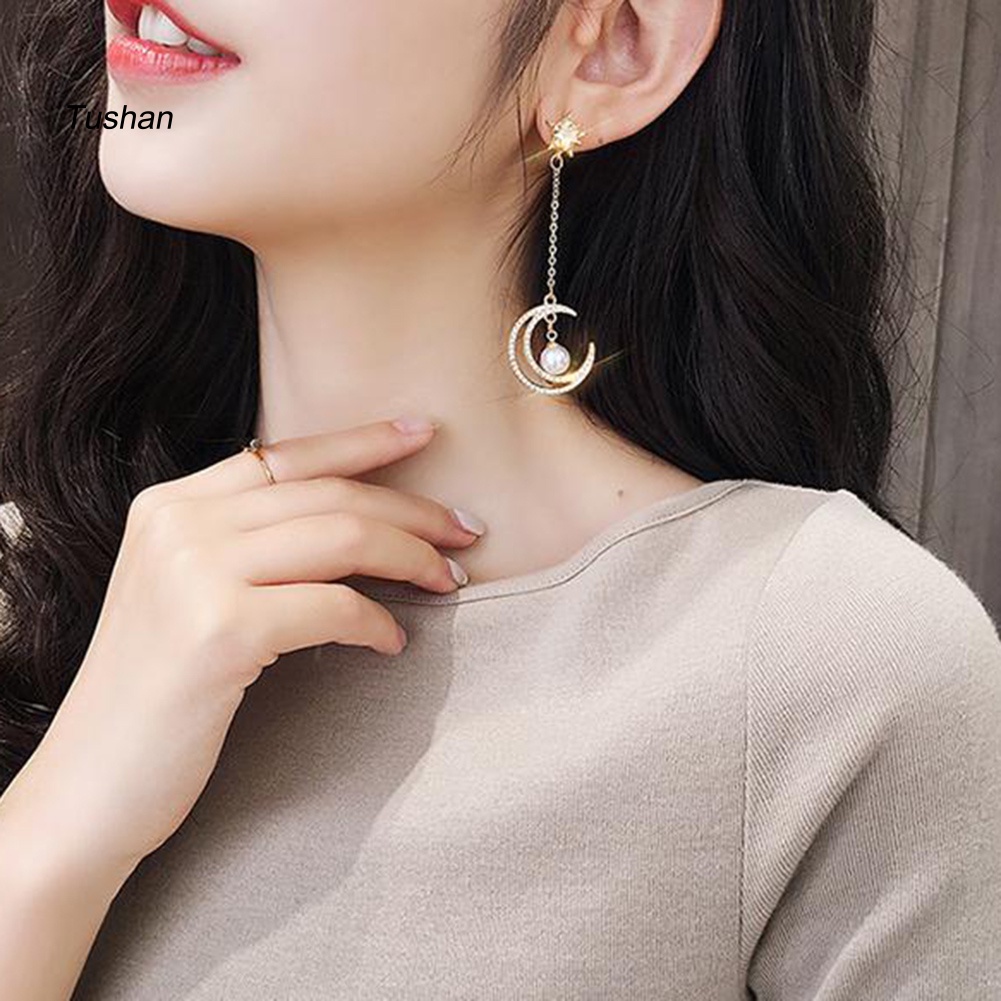 Khuyên Tai Hình Mặt Trăng Và Ngôi Sao Thời Trang Cho Nữ