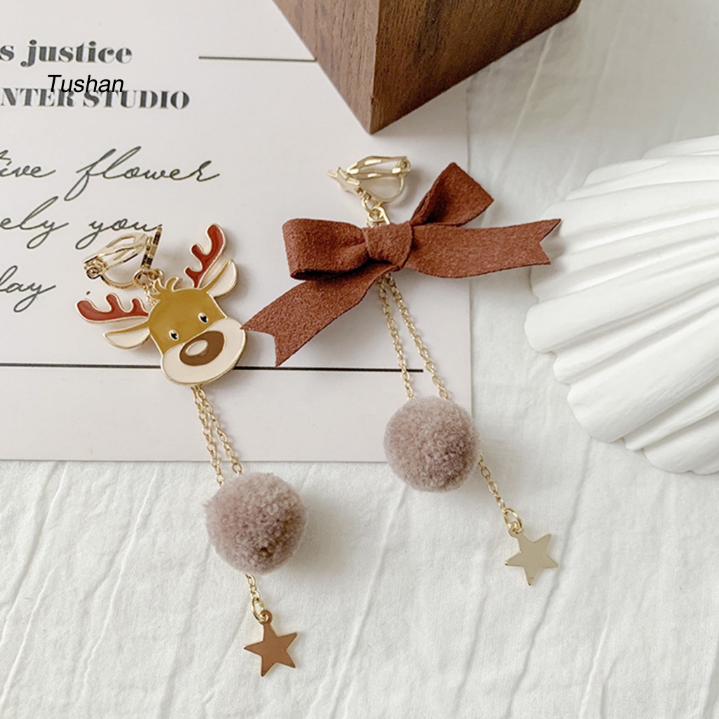 1 Cặp Bông Tai Hợp Kim Chống Rỉ Sét Hình Tuần Lộc Giáng Sinh Dễ Thương