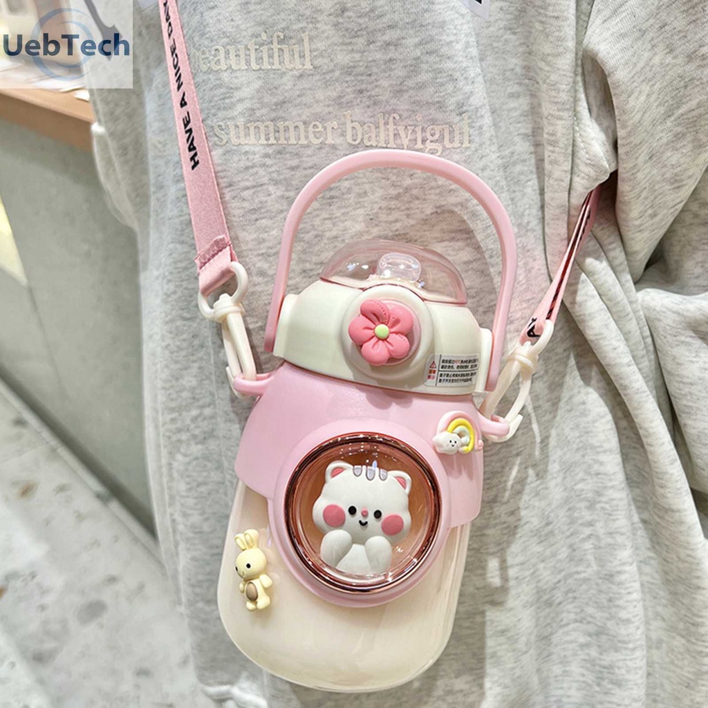 Bình Nước Thể Thao 820ml Hình Viên Thuốc Có Ống Hút Và Dây Đeo Vai Cho Bé