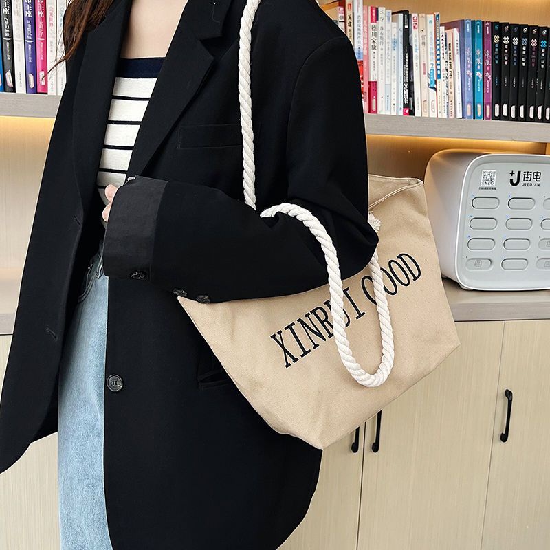 M9-Túi Xách Canvas Dây Thừng Cotton Phong Cách Hàn Quốc Hợp Thời Trang Cho Nữ