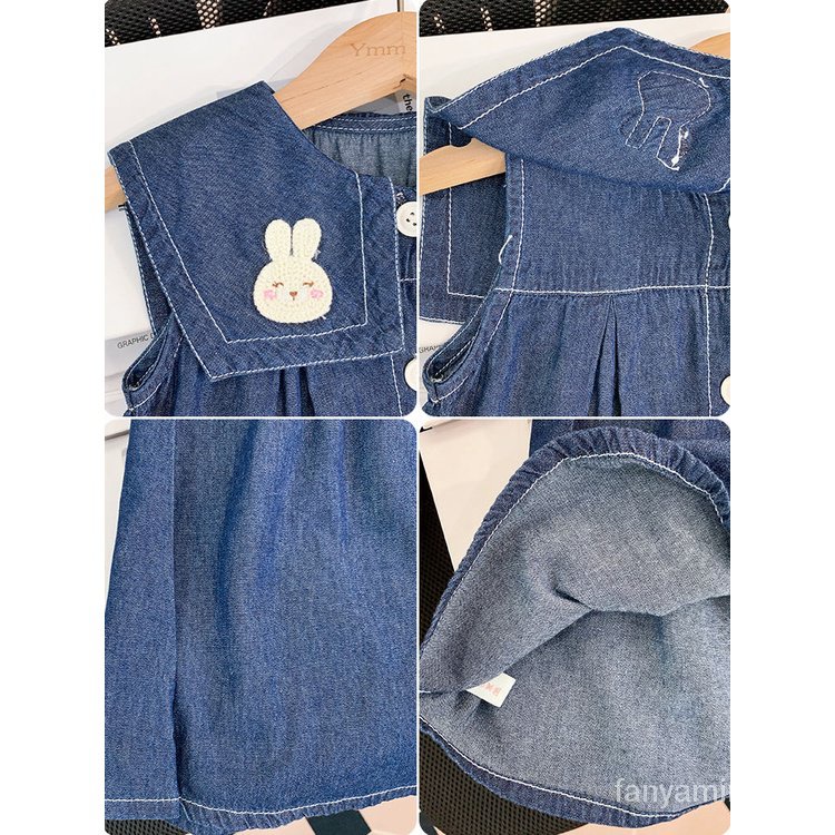 Đầm Denim Dài Cổ Thủy Thủ Thời Trang Mùa Hè 2023 B8TW Dành Cho Bé Gái