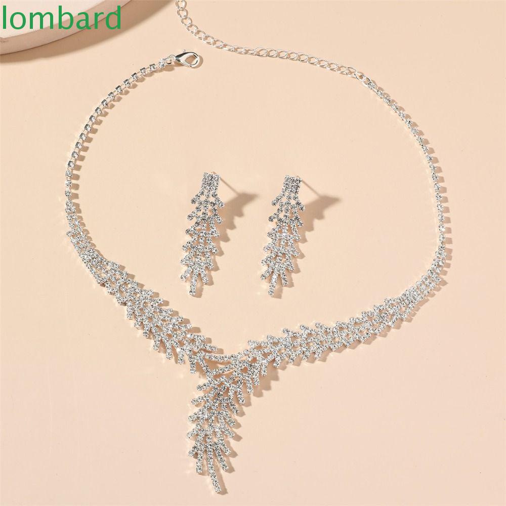 Bộ Trang Sức Hình Chiếc Lá Lấp Lánh Phong Cách Vintage|Bộ Trang Sức Đính Đá Sang Trọng Dành Cho Nữ