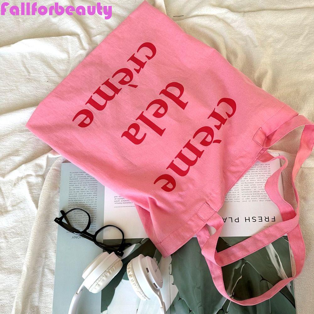 Túi Đựng Mỹ Phẩm / Son Môi Bằng Vải Canvas Màu Sắc Hồng Kích Thước Lớn Phong Cách Đường Phố