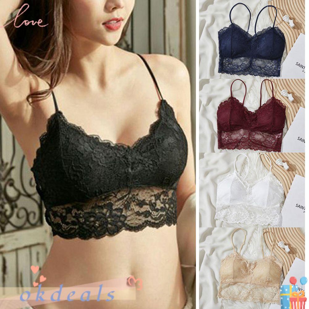 Áo Lót Quấn Ngực Phối Ren Có Mút Đệm Ngực Thoáng Khí Dây Chéo Lưng Đẹp Mắt