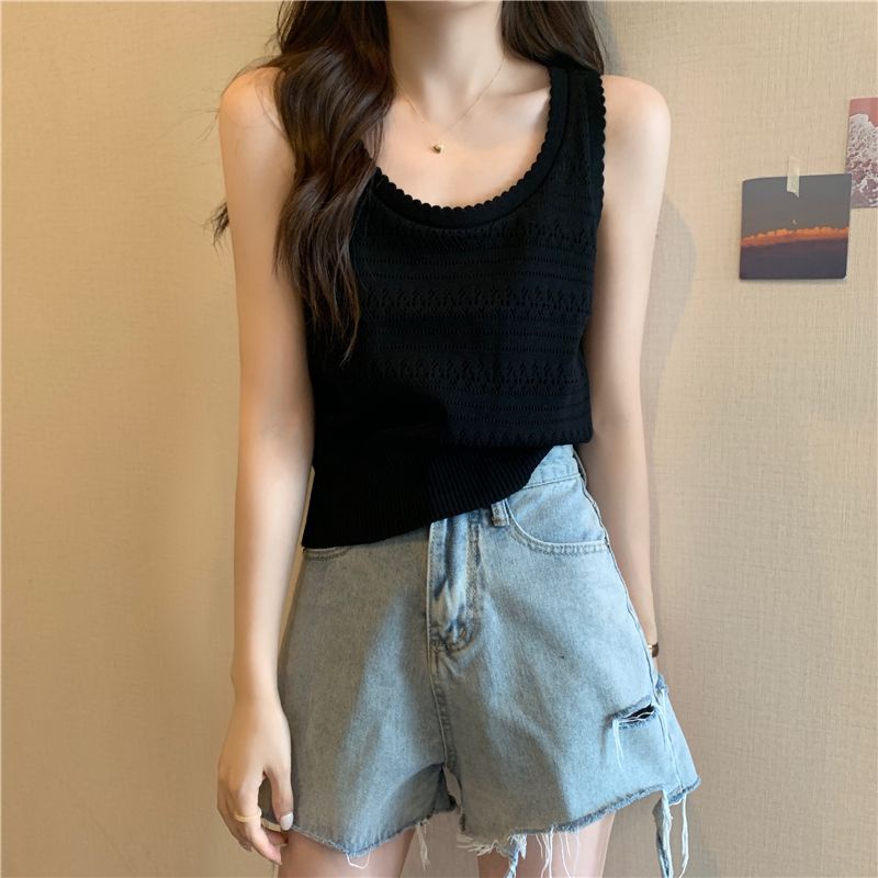 COZOK Áo Dệt Kim Sát Nách Màu Trơn Quyến Rũ Hợp Thời Trang