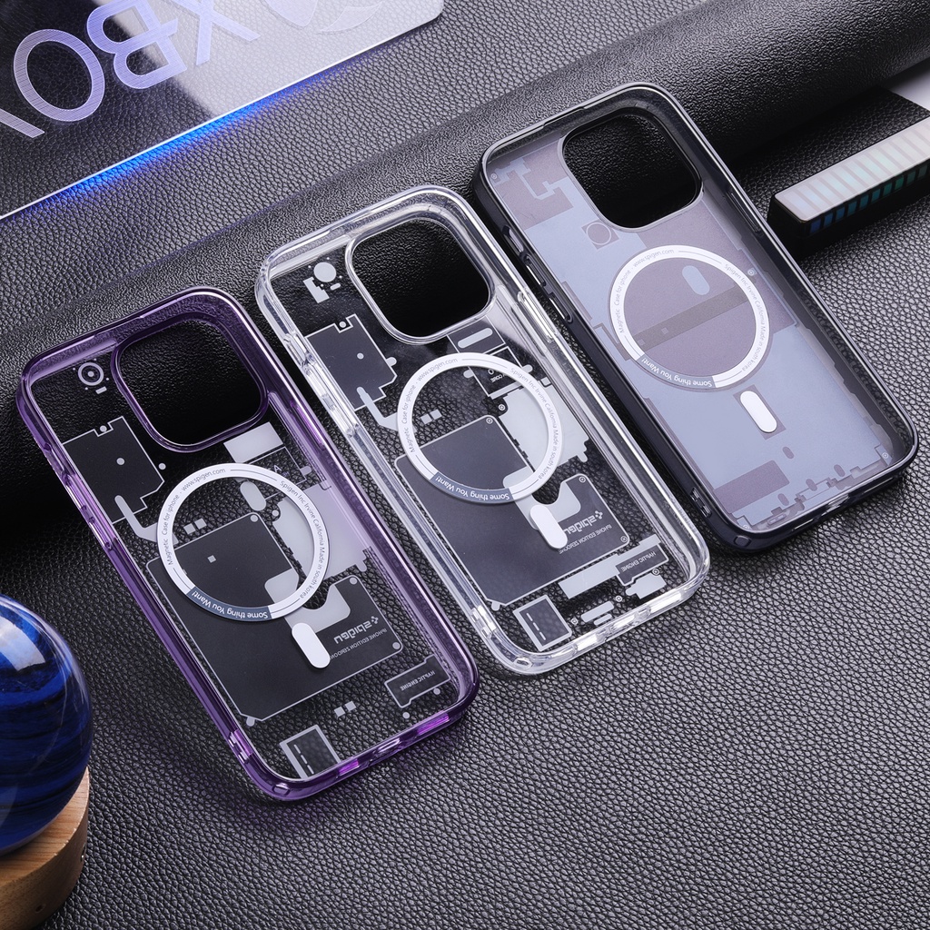 SPIGEN Phù Hợp Ốp Điện Thoại acrylic In Hình Bảng Mạch Công Nghệ Hút Nam Châm Cho iphone 14 13 pro max