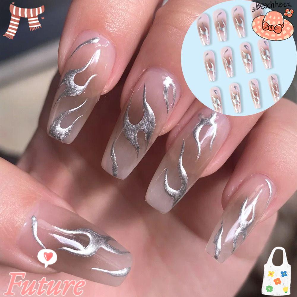 Bộ Móng Tay Giả Che Phủ Toàn Diện Đầu Vuông DIY