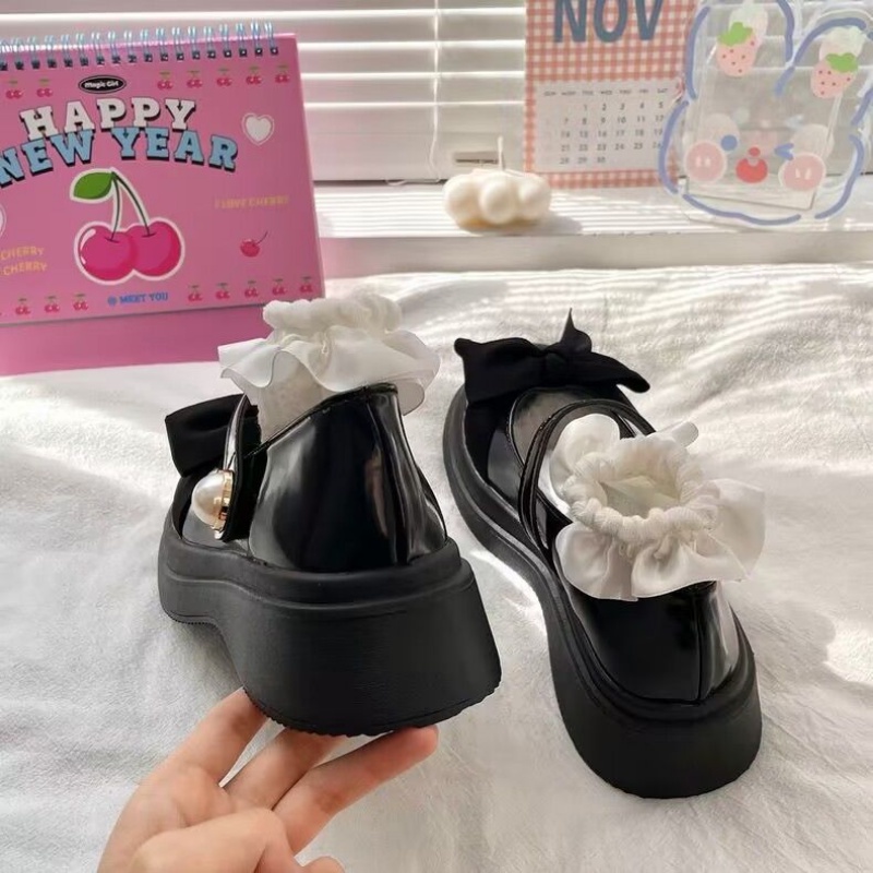 Giày nữ Lolita Oxford Giày Nữ Da Mũi Tròn Đế Dày Phong Cách Lolita Cho Nữ