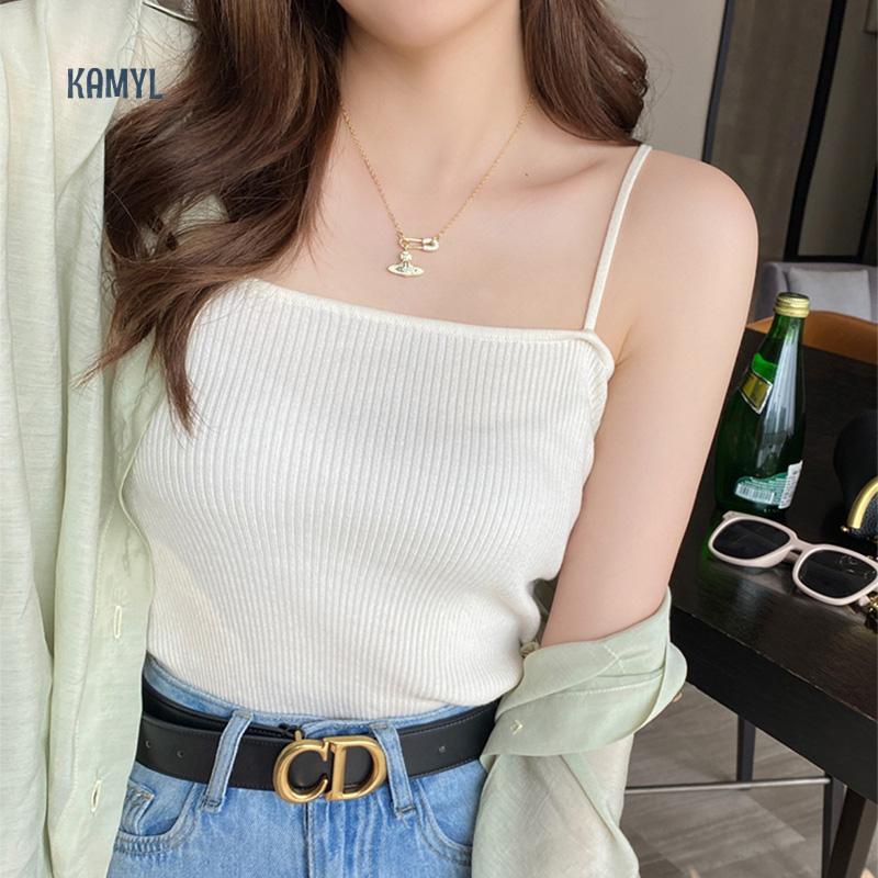 KAMYL Áo hai dây thời trang dễ phối đồ phong cách Hàn Quốc dành cho nữ