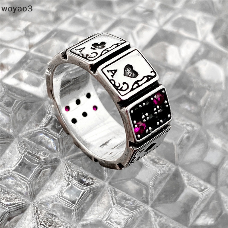 Nhẫn Đính Đá Zircon Hình Thẻ Bài Dễ Thương Thời Trang Cho Nữ woyao3