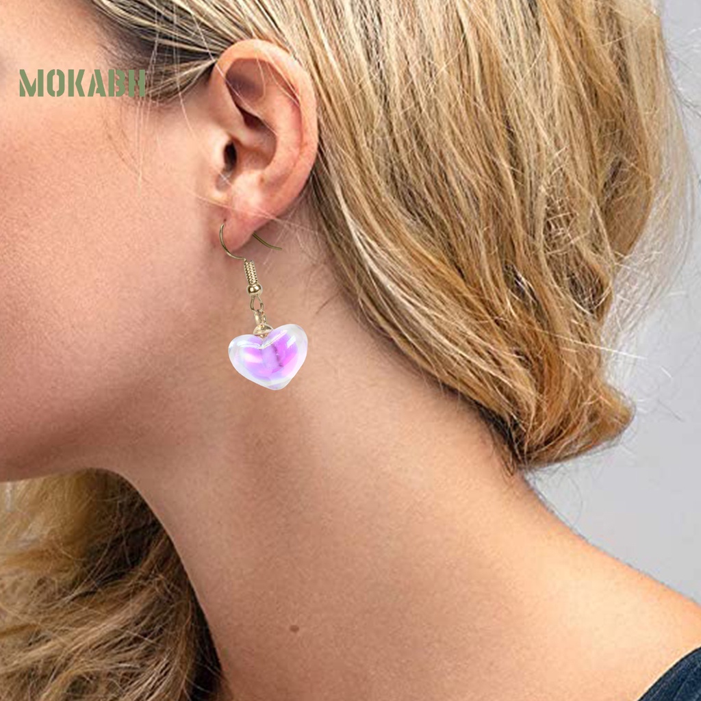 1 Đôi Bông Tai Hình Trái Tim Bằng Acrylic Mạ Điện Thoải Mái Chống Phai Màu Thời Trang Công Sở Cho Nữ