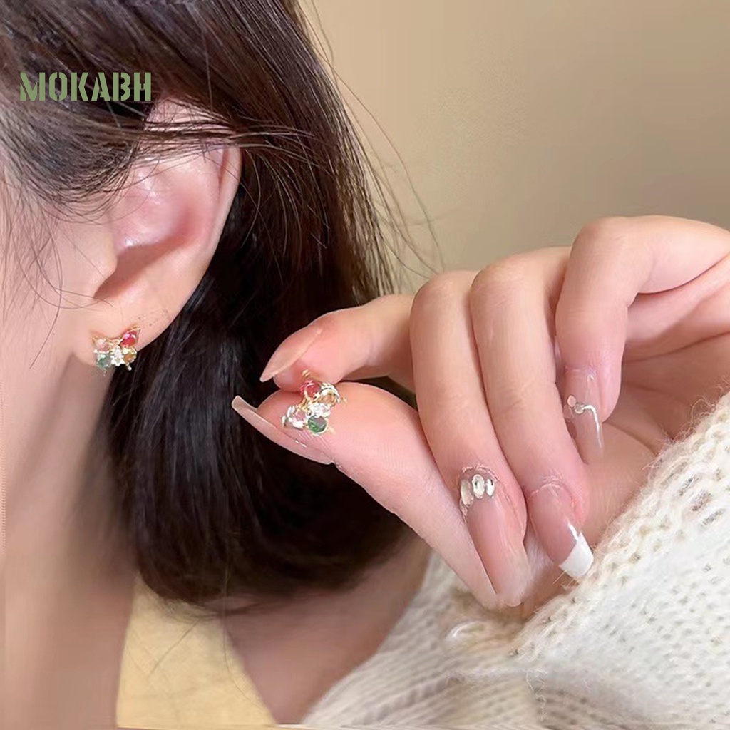 1 Đôi Bông Tai Hình Bướm Nhỏ Xinh Bằng Hợp Kim Đính Đá Zircon Dành Cho Nữ