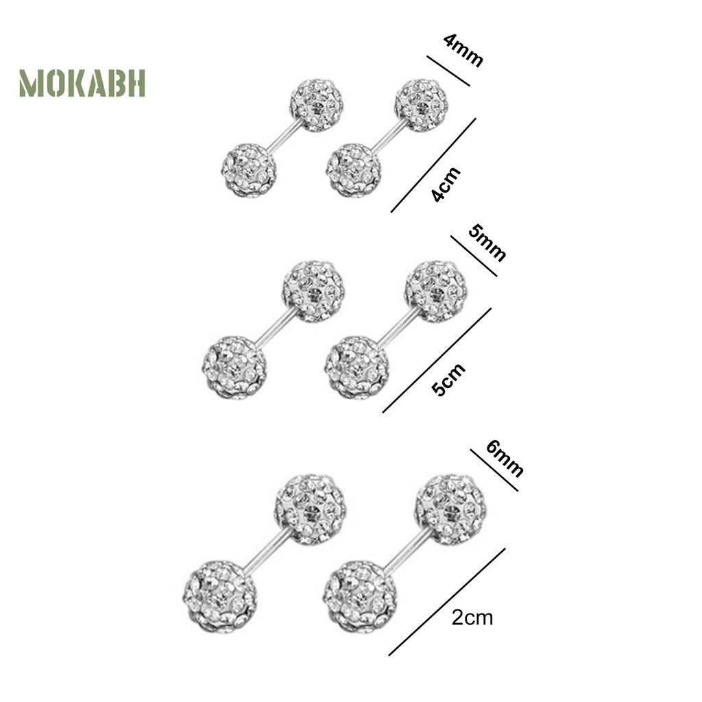 1 Đôi Bông Tai Nữ Đính Đá Thời Trang 4 / 5 / 6mm