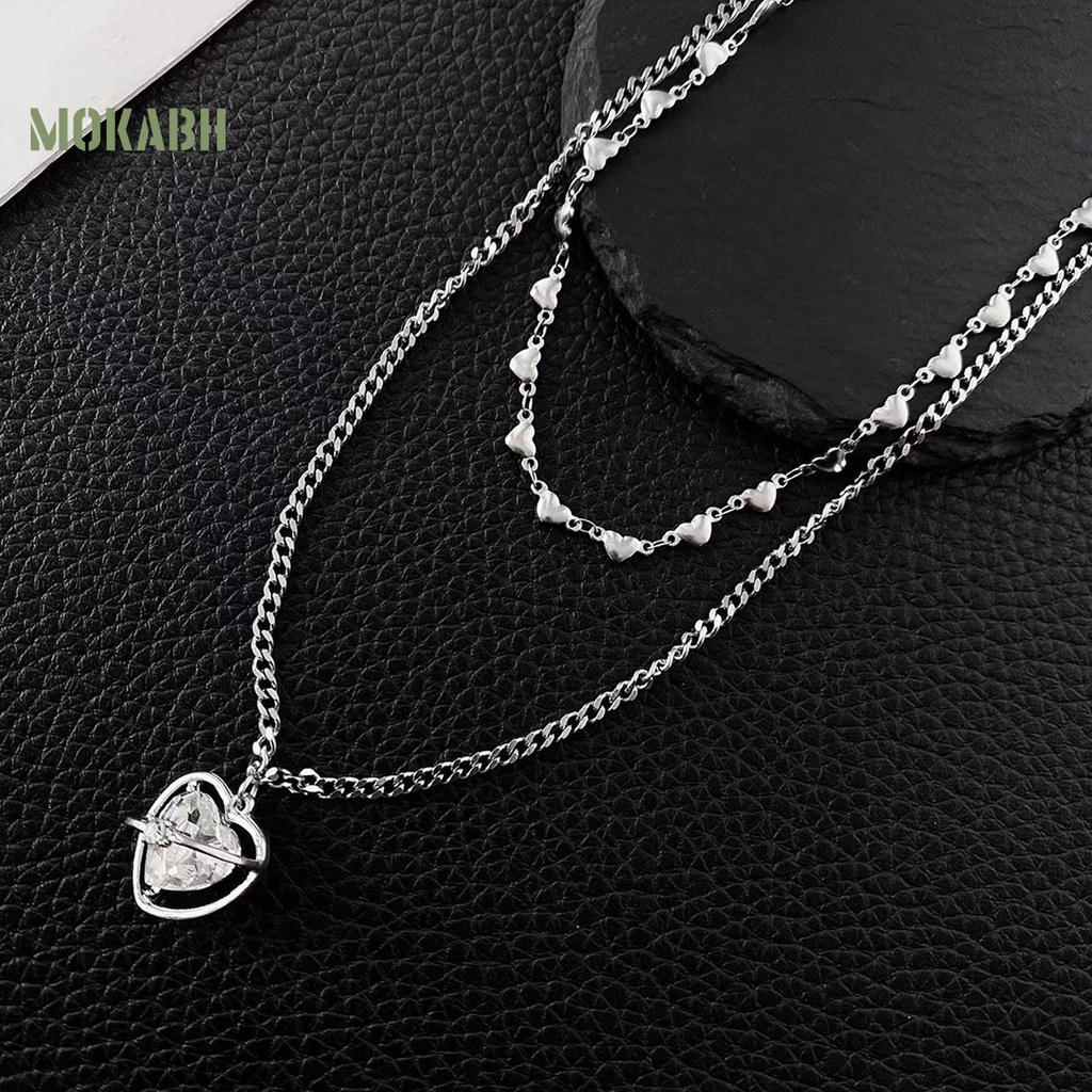 [Mới] Vòng cổ Hai Lớp Bằng Thép Titan Mặt Hình Trái Tim Thanh Lịch Cá Tính Có Thể Điều Chỉnh Dành Cho Thanh Thiếu Niên