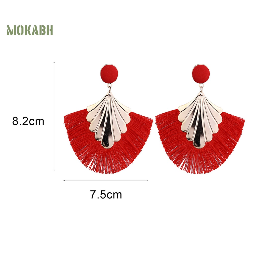1 Đôi Bông Tai Hình Quạt Tua Rua Phong Cách Bohemia Sáng Tạo Dành Cho Nữ