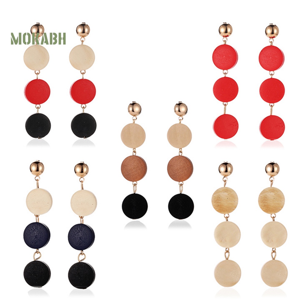 Bông Tai Hình Tròn Bằng Gỗ Thời Trang Dành Cho Nữ