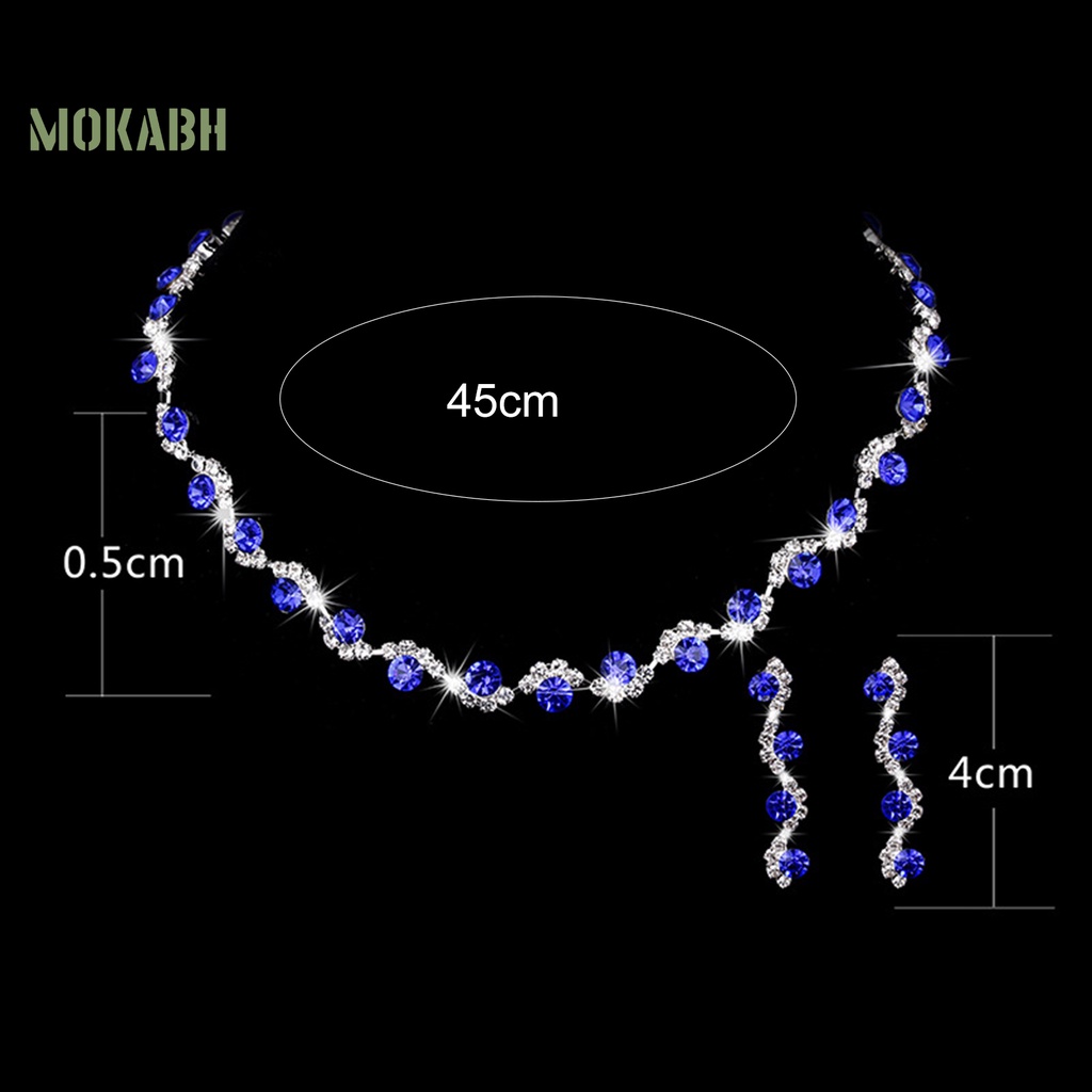 1 Bộ Vòng cổ + Bông Tai Đính Kim Cương Giả Lấp Lánh Kiểu Hình Học Cho Nữ