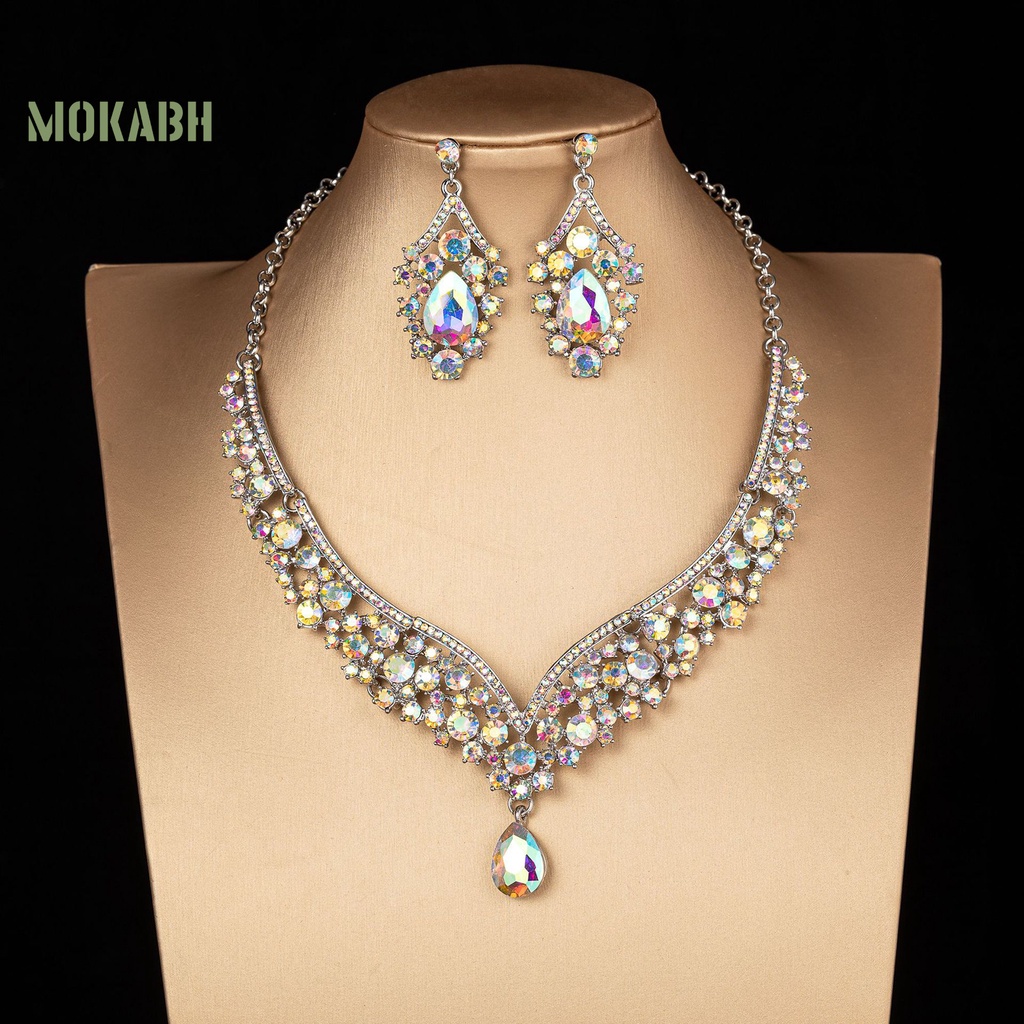 1 Bộ Vòng cổ + Bông Tai Hình Giọt Nước Có Thể Điều Chỉnh Kích Thước