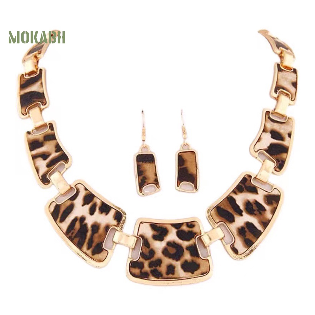 1 Set Bông Tai Và Vòng cổ Họa Tiết Da Báo Sang Trọng Cho Nữ