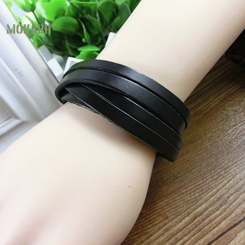 Vòng Tay Giả Da Bện Nhiều Lớp Phong Cách Punk Cá Tính Dùng Hàng Ngày