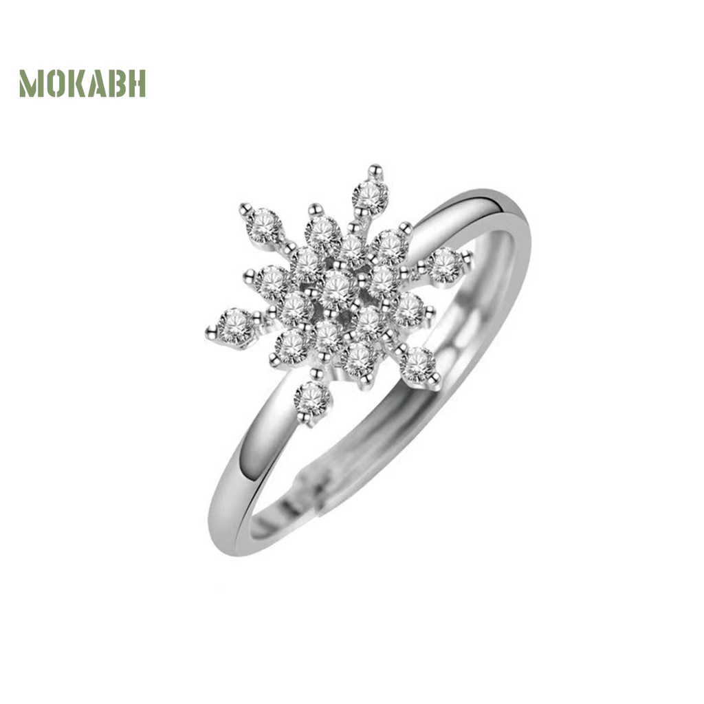 [Mới] Nhẫn Hở Mạ Vàng Hình Bông Tuyết Đính Đá Zirconia Thoải Mái Mặc Hàng Ngày Chất Lượng Cao Niche