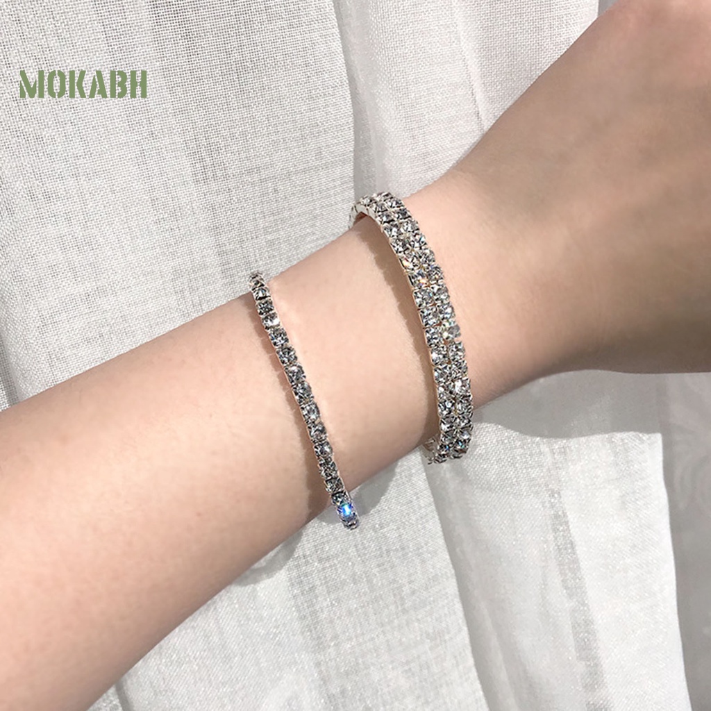 Vòng cổ / Vòng Tay / Khuyên Tai Nhiều Lớp Đính Đá Lấp Lánh Thời Trang Sang Trọng Cho Nữ