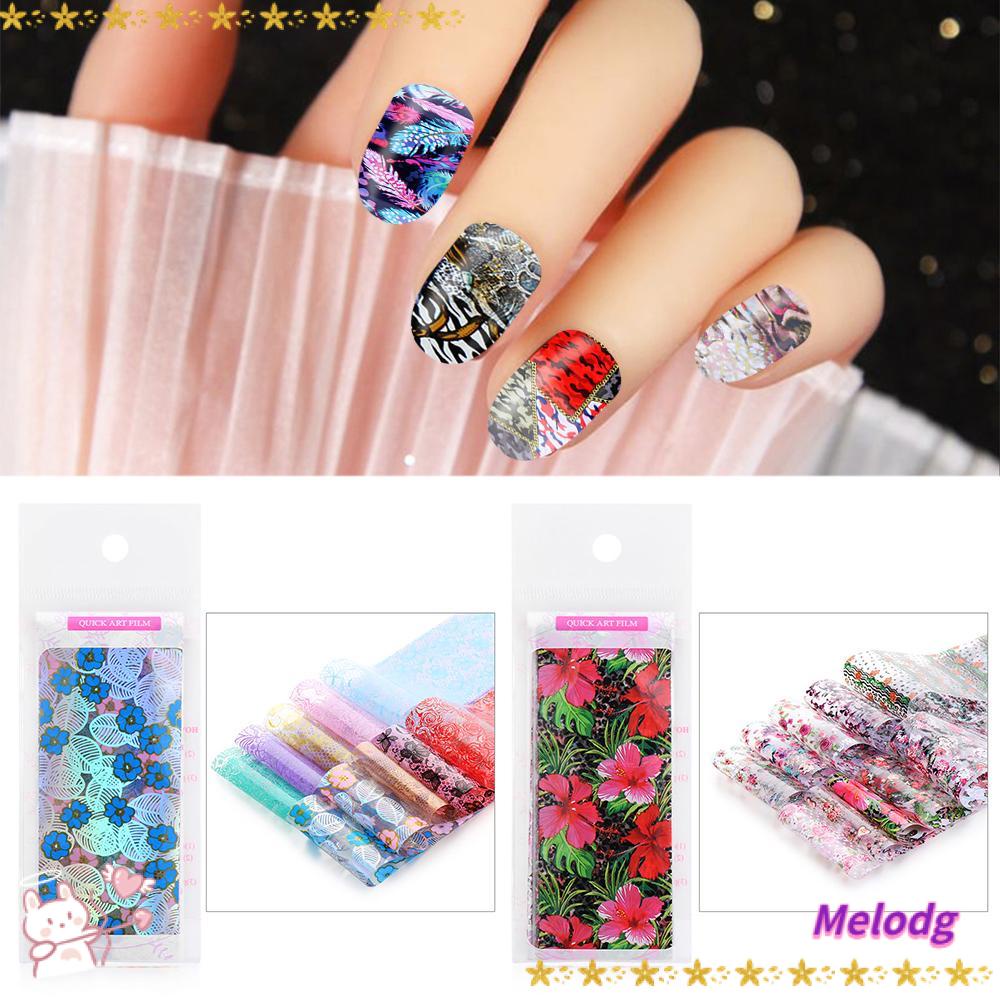 Bộ 10 Miếng Dán Trang Trí Móng Tay Màu Hồng / Xanh Lá