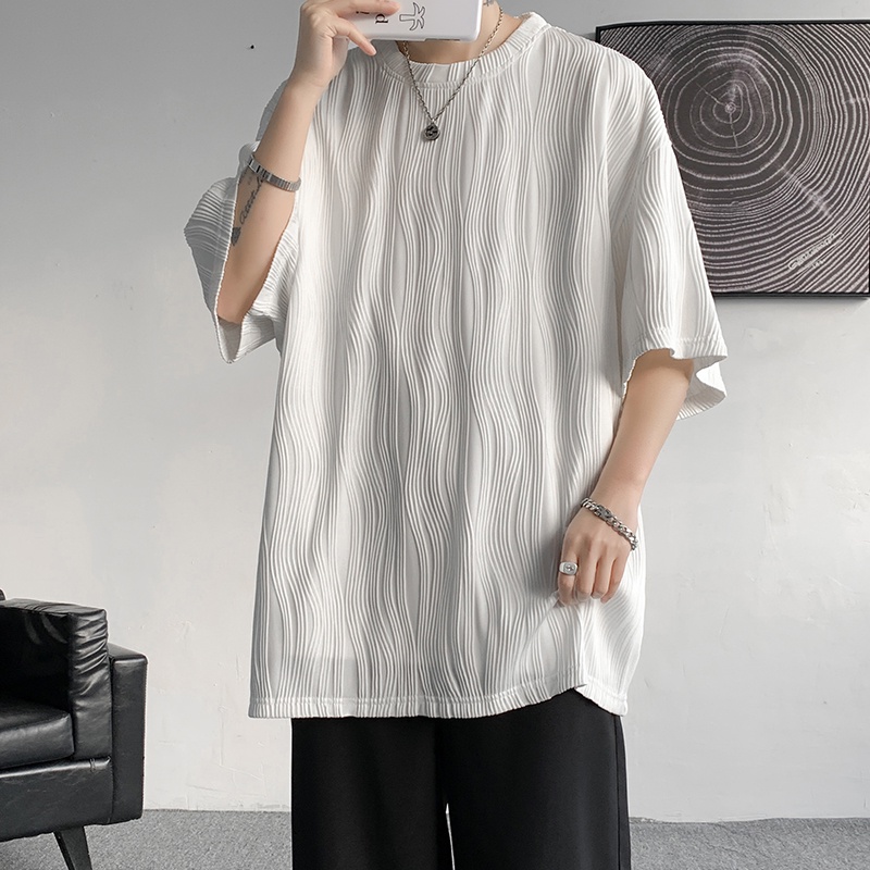 Áo Thun Tay Ngắn Dáng Rộng Bằng Lụa Lạnh Thoáng Khí Thời Trang Mùa Hè Cho Nam 150kg Plus Fat