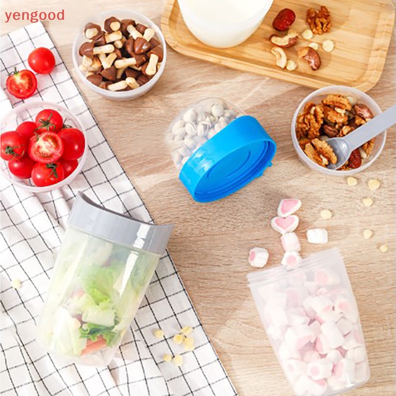 (YGD) Cốc Đựng Salad Sữa Đậu Nành Hai Lớp Có Nắp Đậy Mang Đi Tiện Lợi