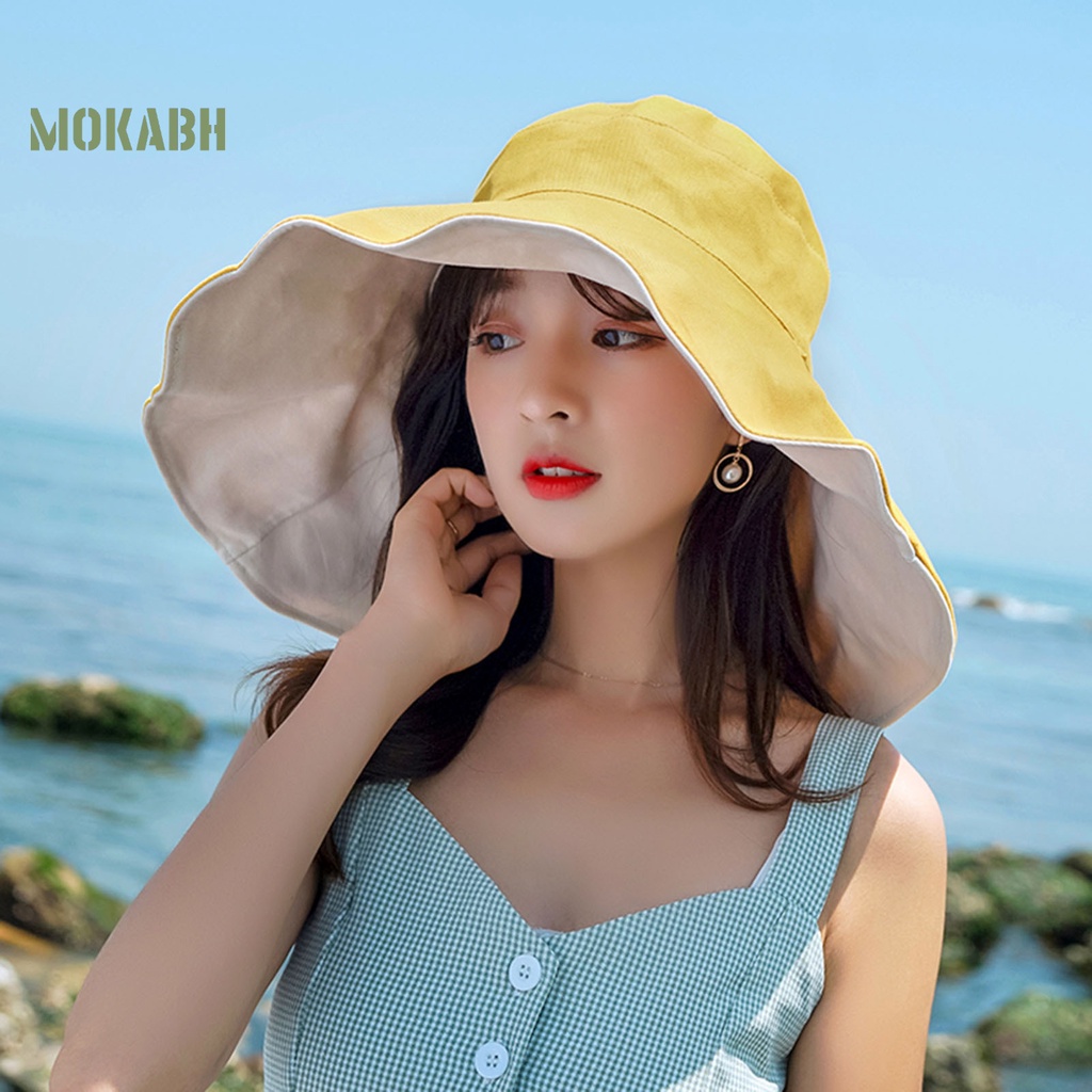 Nón Tai Bèo Hai Lớp Màu Sắc Tương Phản Thời Trang Mùa Hè Cho Nữ