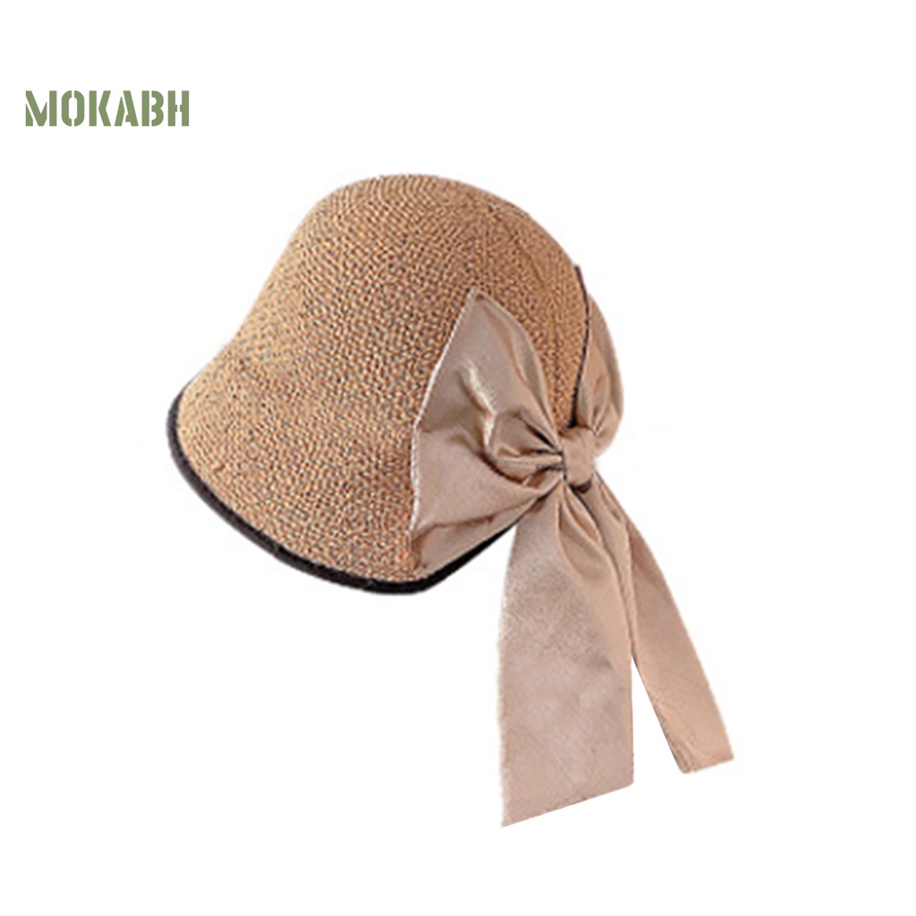 Nón Rộng Vành Chống Tia UV Bằng Polyester Thiết Kế Thắt Nơ Màu Sắc Trơn Thoáng Khí Dành Cho Nữ