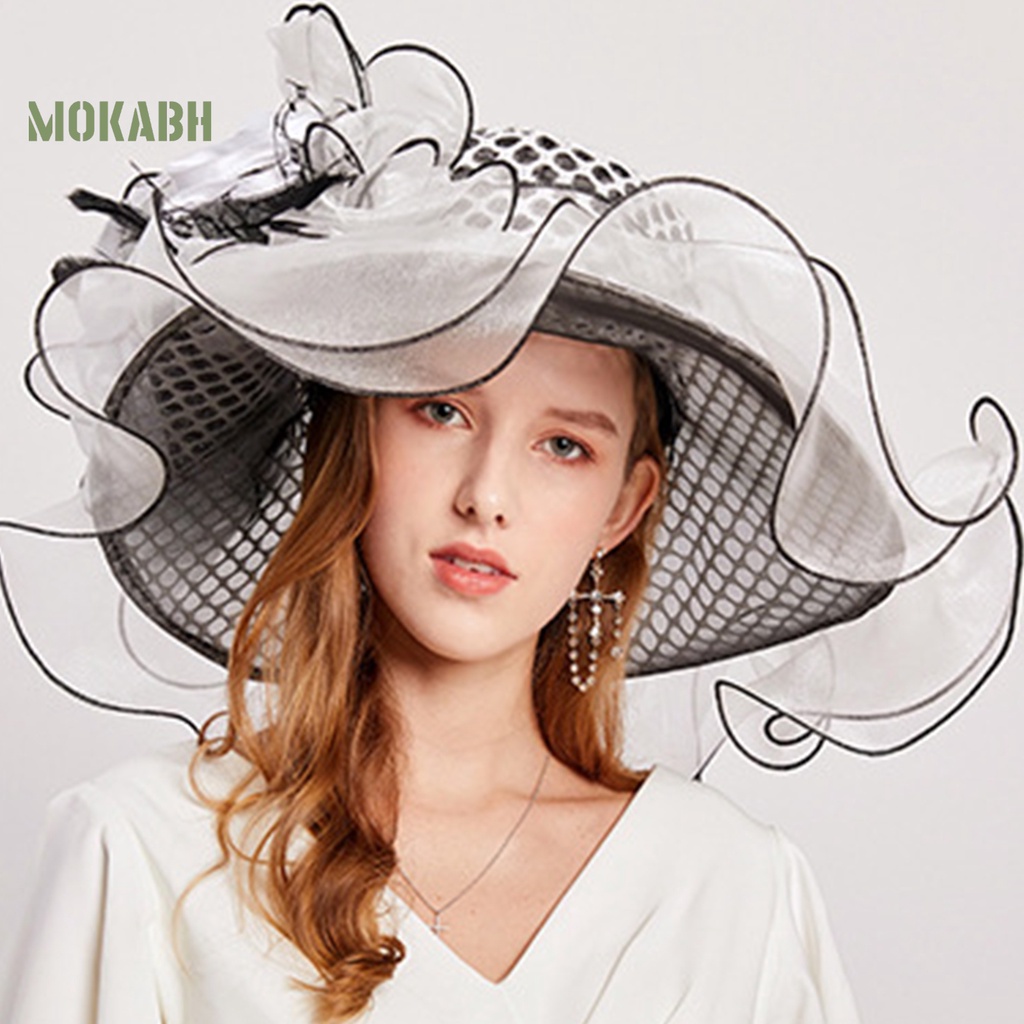 [Mok Abh] Mũ Lưới Vành Rộng Xuyên Thấu Thời Trung Cổ Dùng Để Biểu Diễn Trên Sân Khấu Cho Nữ