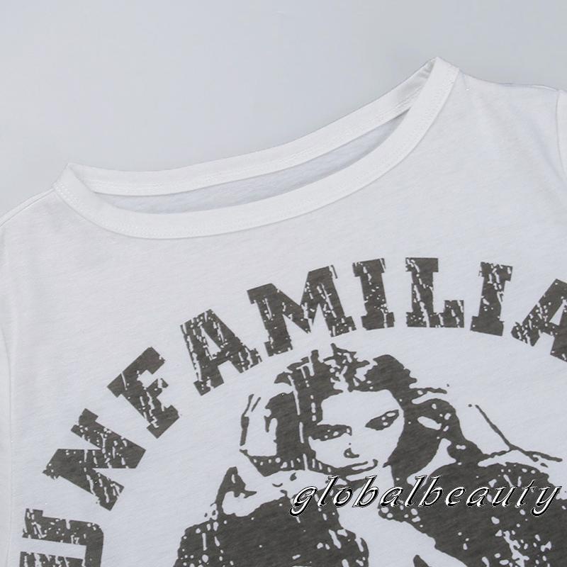 Áo Thun Tay Ngắn Cổ Tròn In Chữ Phong Cách Thời Trang Đường Phố Cho Nữ