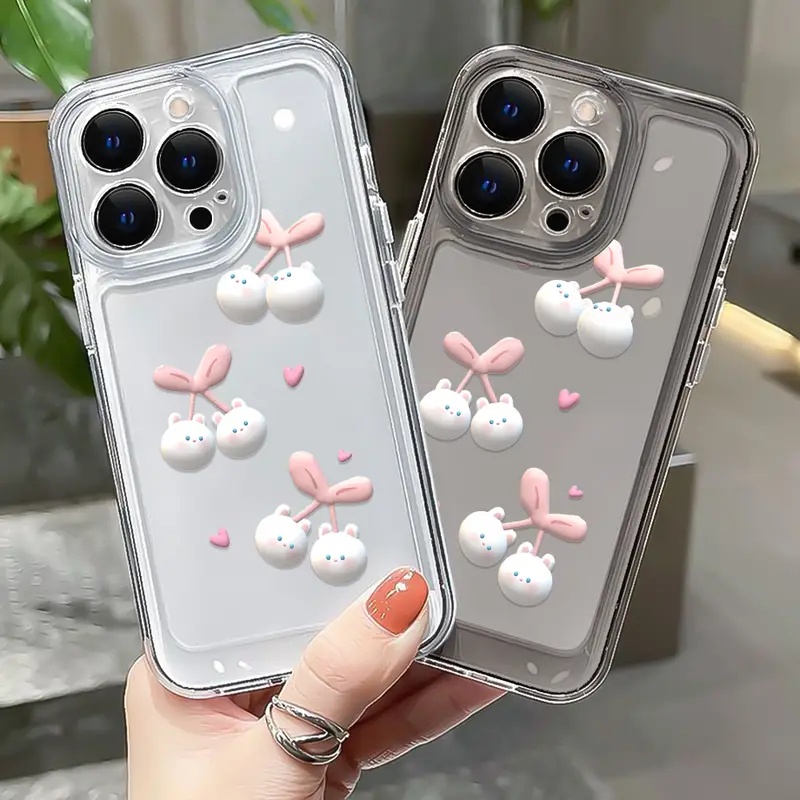 Ốp Điện Thoại TPU Mềm Trong Suốt Chống Sốc Hình Thỏ Cho IPhone 11 14 13 12 Pro Max XS X XR 7 + 8 6 6S Plus Sự Bảo Vệ