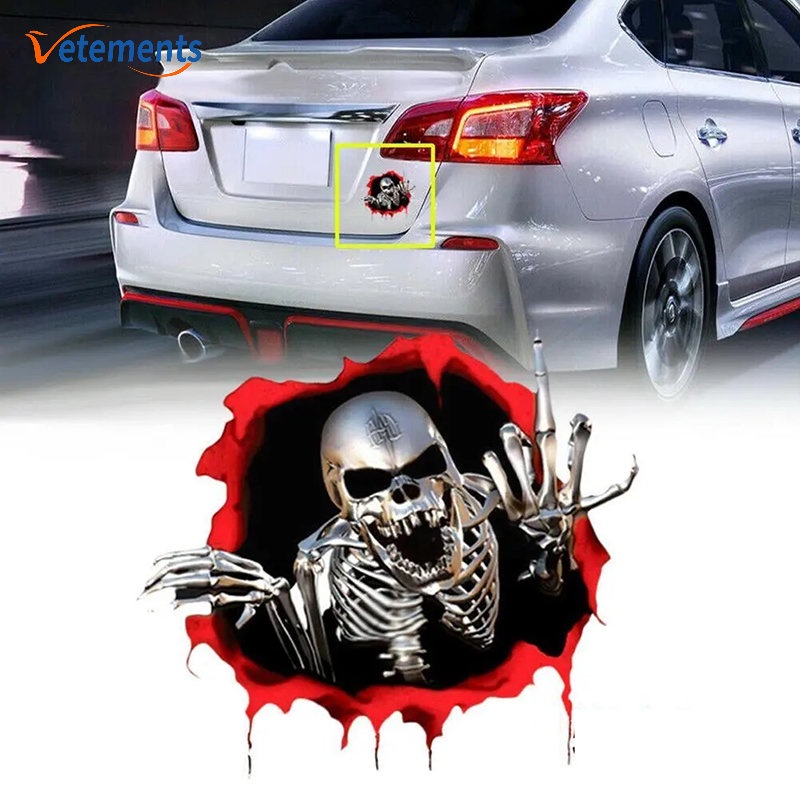 Miếng Dán Phản Quang Họa Tiết Đầu Lâu Halloween Trang Trí Xe Hơi