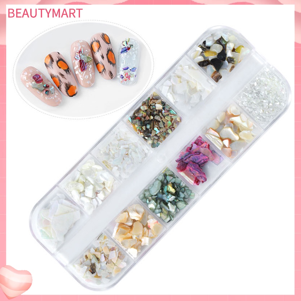 [beautymart] Bộ Phụ Kiện Trang Trí Móng Tay Nghệ Thuật 3D Kiểu Vỏ Sò Không Đều 12 Phong Cách