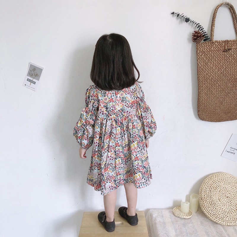 Đầm Công Chúa Cotton Tay Dài In Hoa Thời Trang Xuân Hạ Mới Cho Bé Gái