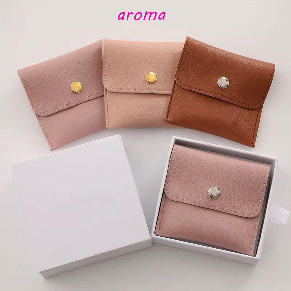 Túi Da PU Màu Trơn Đựng Tiền Xu / Trang Sức Cài Nút Phong Cách Hàn Quốc Độc Đáo