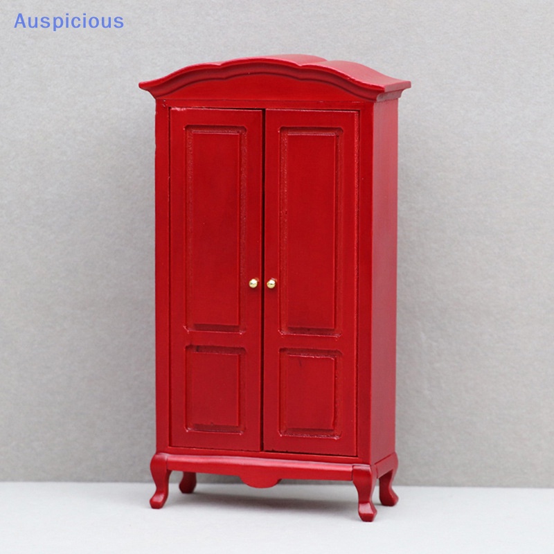 Tủ Quần Áo Màu Đỏ Phong Cách Retro Dành Cho Nhà Búp Bê 1: 12