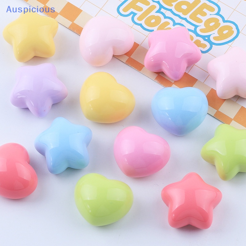 Set 10 Kẹp Tóc Hình Ngôi Sao / Trái Tim Bằng Nhựa Resin Dễ Thương DIY