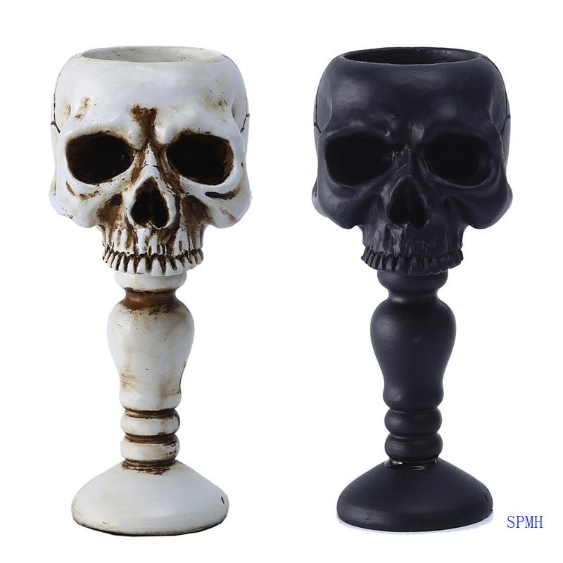 Giá Đỡ Nến Hình Đầu Lâu Bằng Nhựa Resin Phong Cách Cổ Điển Trang Trí Halloween / Giáng Sinh / Quán Bar